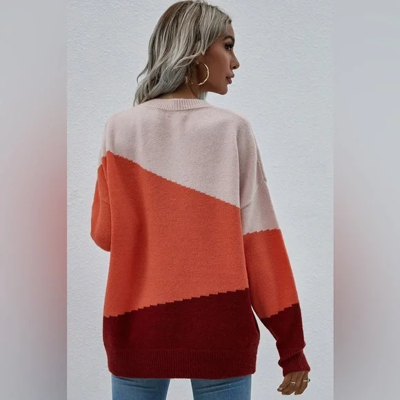 Color block Long sleeve sweater top - Picture 2 of 5